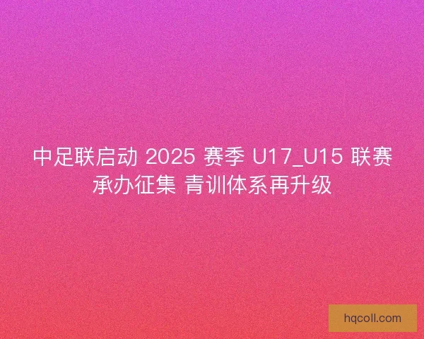 中足联启动 2025 赛季 U17_U15 联赛承办征集 青训体系再升级