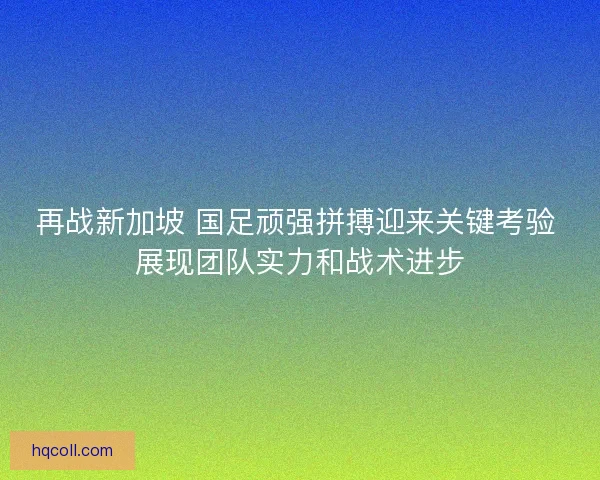 再战新加坡 国足顽强拼搏迎来关键考验 展现团队实力和战术进步