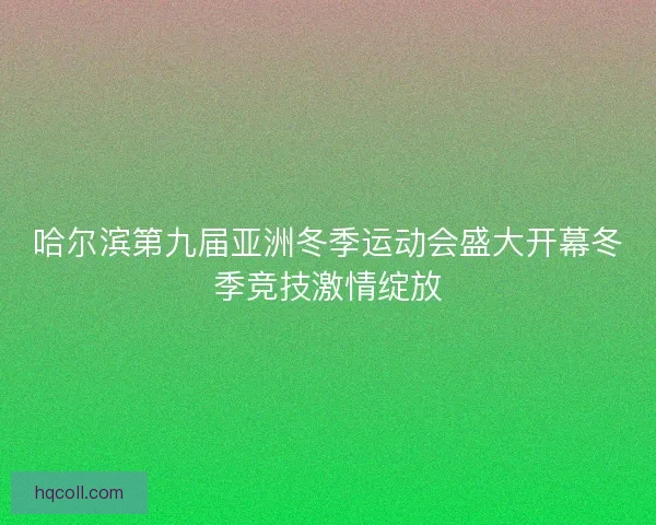 哈尔滨第九届亚洲冬季运动会盛大开幕冬季竞技激情绽放