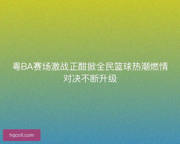 粤BA赛场激战正酣掀全民篮球热潮燃情对决不断升级